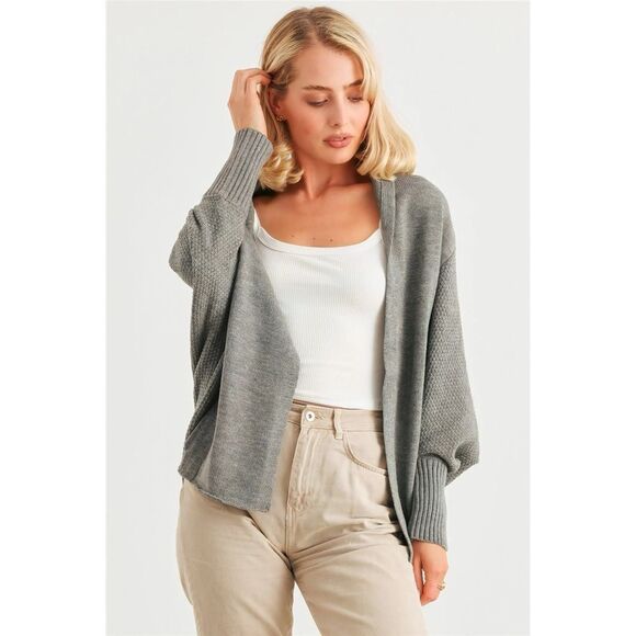 BUY NOW SALE | Very J Grey Batwing Heather Grey knit Cardigan - Picture 4 of 10